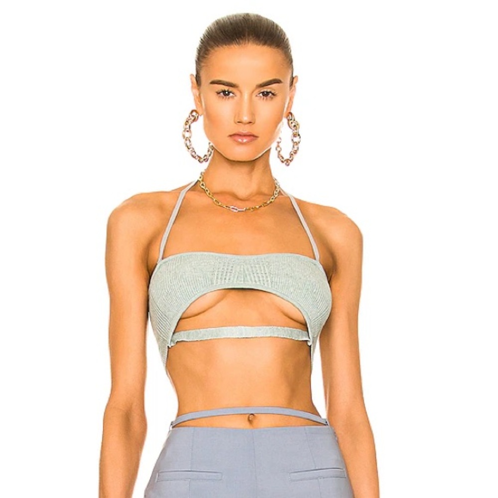Jacquemus Le Bandeau Beijo Linen Bralette in Light Blue